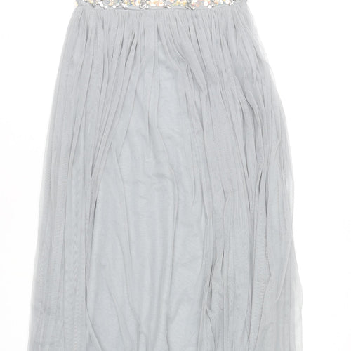 ASOS Women’s Grey Sequin Maxi One Shoulder Formal Dress Size 12