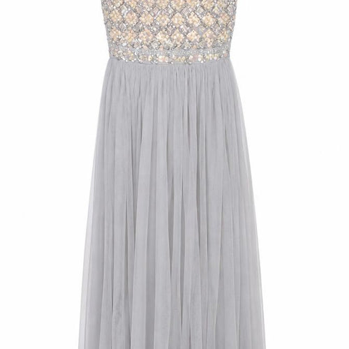 ASOS Women’s Grey Sequin Maxi One Shoulder Formal Dress Size 12