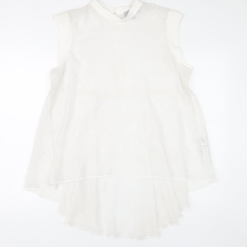 Coast Womens Ivory Size 14 Sleeveless Tunic Blouse High Neck