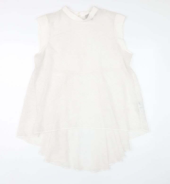 Coast Womens Ivory Size 14 Sleeveless Tunic Blouse High Neck