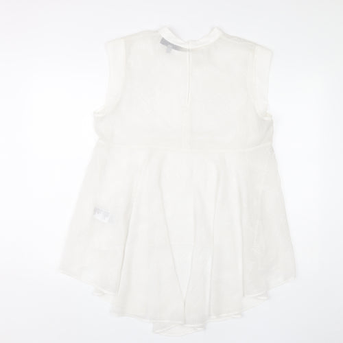 Coast Womens Ivory Size 14 Sleeveless Tunic Blouse High Neck