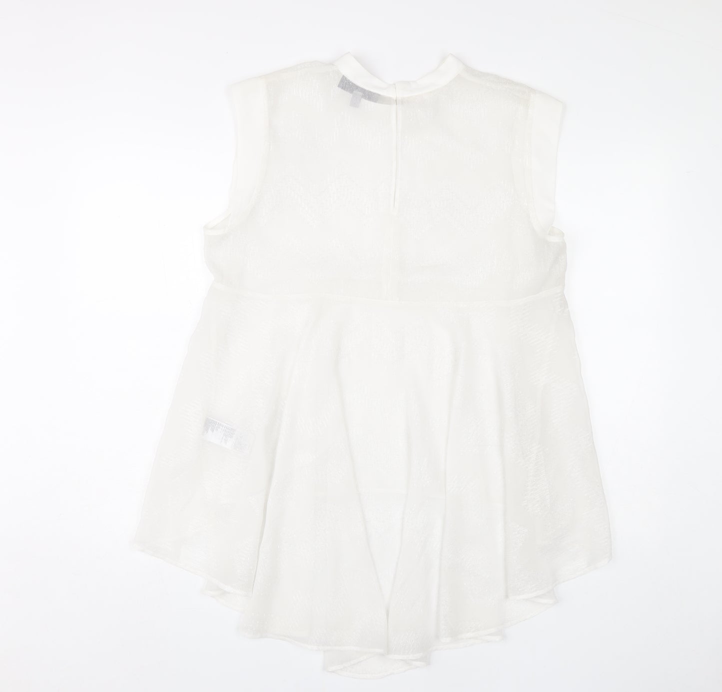 Coast Womens Ivory Size 14 Sleeveless Tunic Blouse High Neck