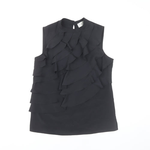 Edina Ronay Women's Black Ruffle Sleeveless Blouse UK 10