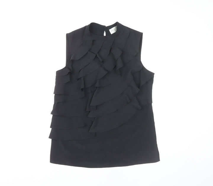 Edina Ronay Women's Black Ruffle Sleeveless Blouse UK 10