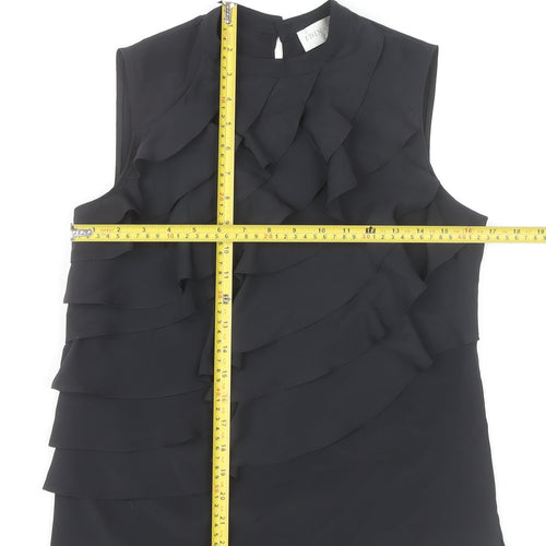 Edina Ronay Women's Black Ruffle Sleeveless Blouse UK 10
