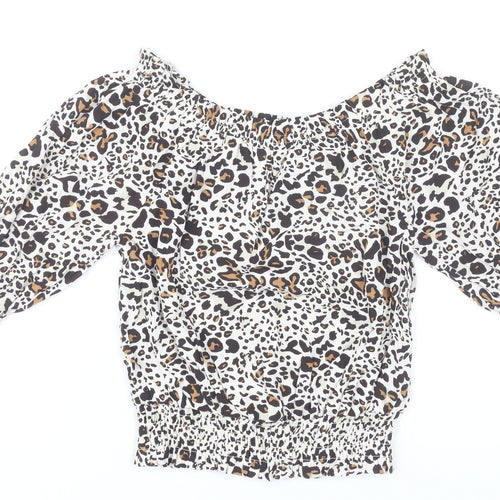 Oliver Bonas Women’s Leopard Print Off Shoulder Blouse UK 6