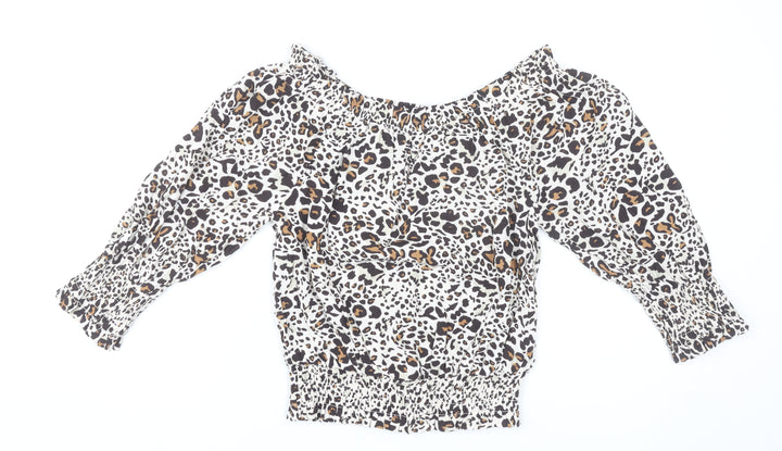 Oliver Bonas Women’s Leopard Print Off Shoulder Blouse UK 6
