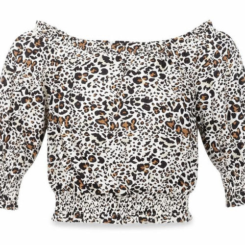 Oliver Bonas Women’s Leopard Print Off Shoulder Blouse UK 6