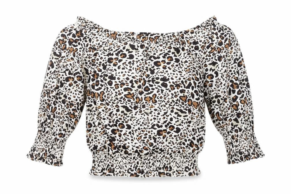 Oliver Bonas Women’s Leopard Print Off Shoulder Blouse UK 6