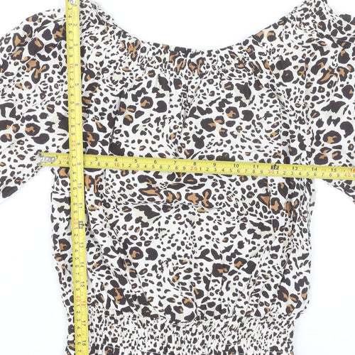 Oliver Bonas Women’s Leopard Print Off Shoulder Blouse UK 6