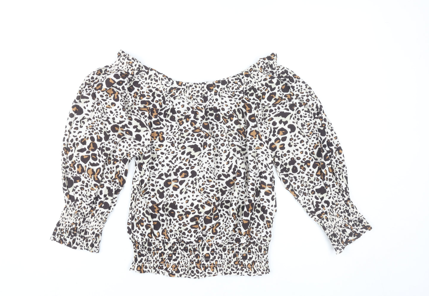 Oliver Bonas Women’s Leopard Print Off Shoulder Blouse UK 6