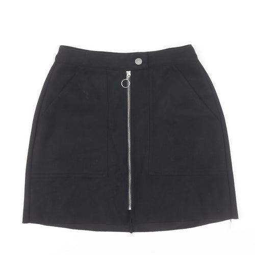 Bershka Women’s Black XS Short Pencil Skirt with Zip