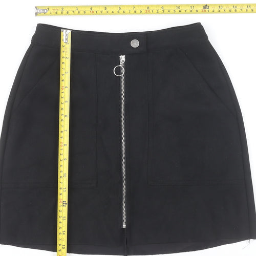 Bershka Women’s Black XS Short Pencil Skirt with Zip