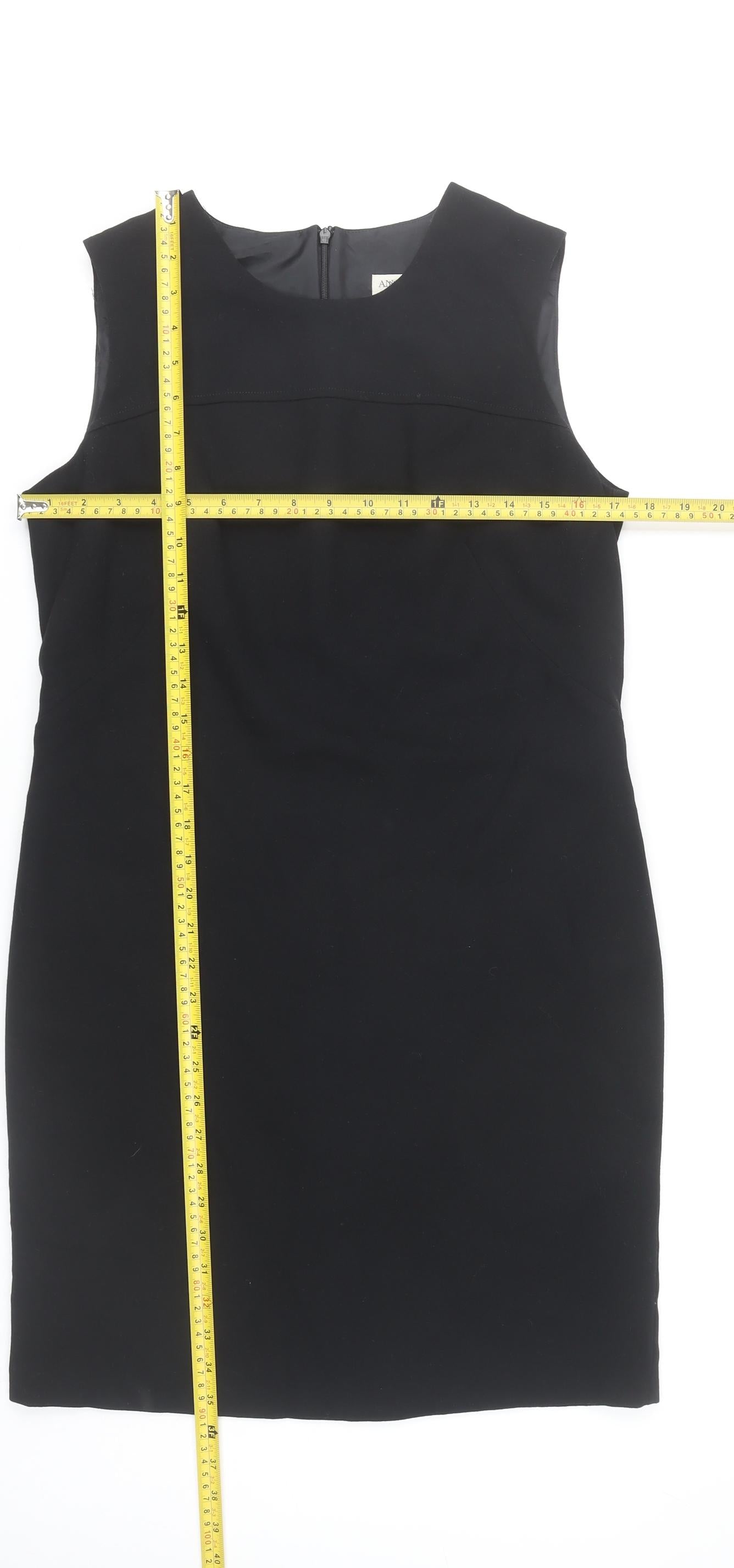 Anne Brooks Petite Womens Black Sheath Dress Size 12 Knee Length