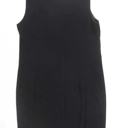 Anne Brooks Petite Womens Black Sheath Dress Size 12 Knee Length