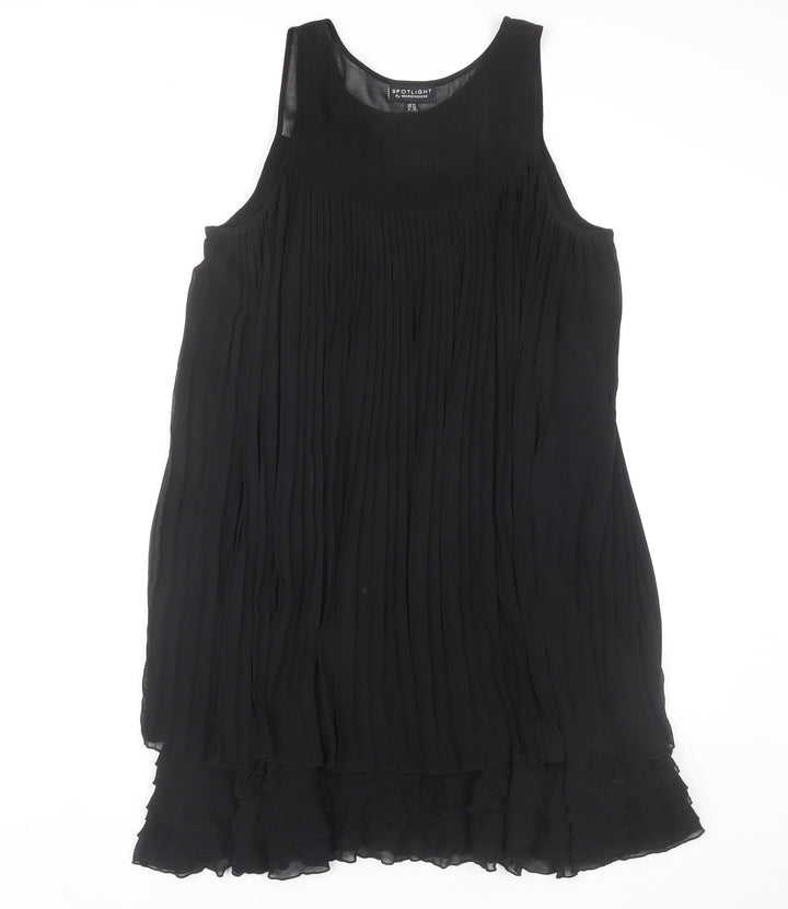 Warehouse Women’s Black Pleated Knee Length Shift Dress Size 14