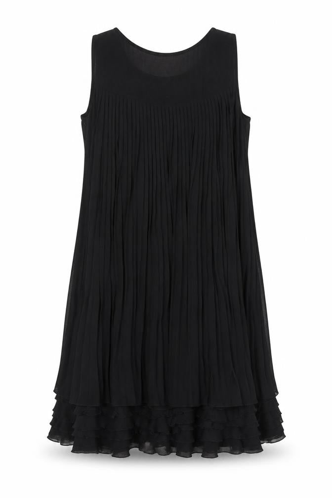Warehouse Women’s Black Pleated Knee Length Shift Dress Size 14