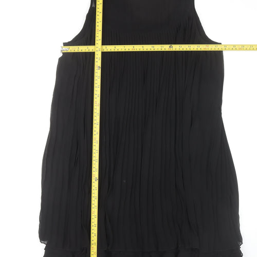 Warehouse Women’s Black Pleated Knee Length Shift Dress Size 14