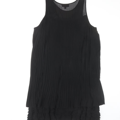 Warehouse Women’s Black Pleated Knee Length Shift Dress Size 14