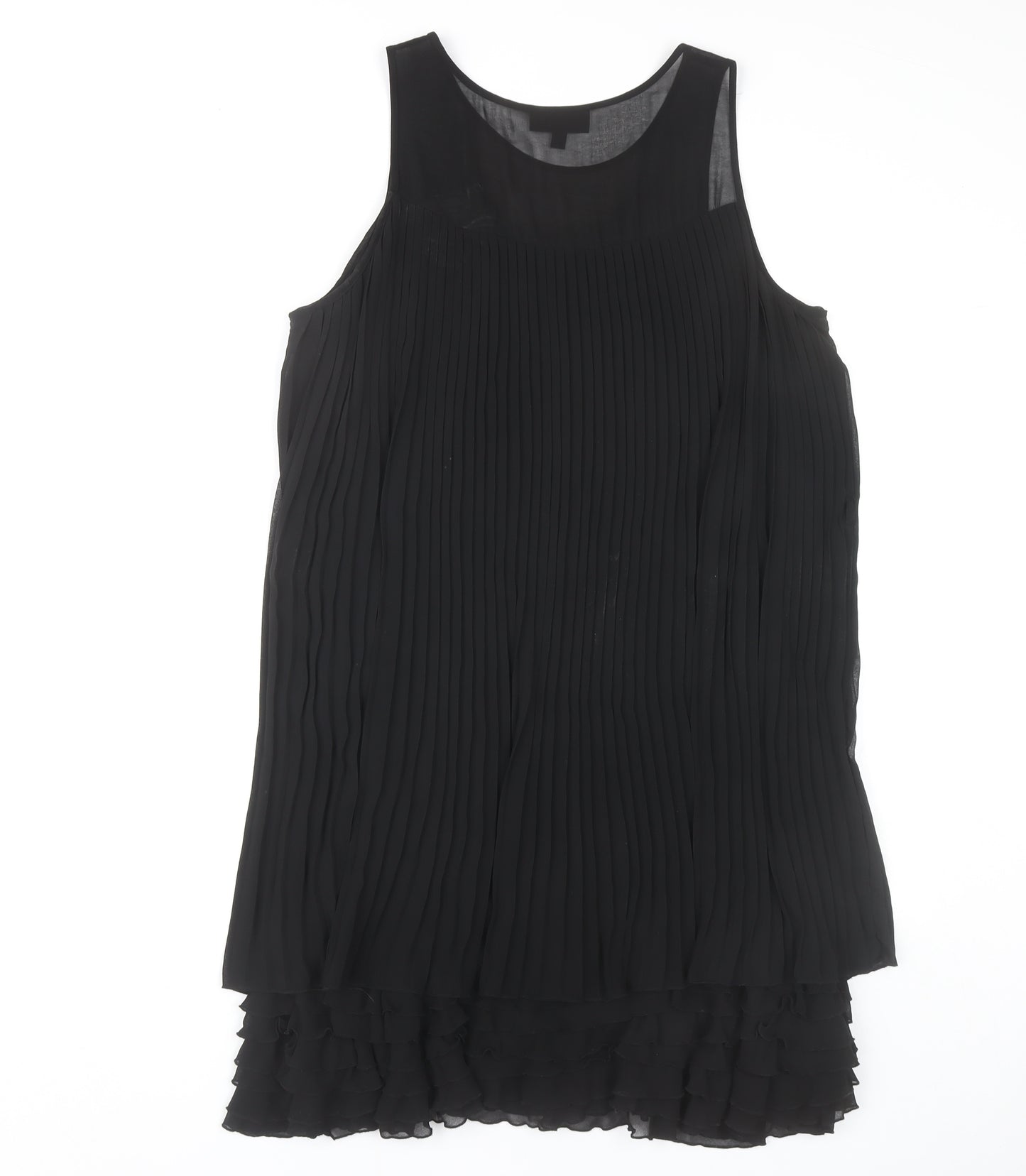 Warehouse Women’s Black Pleated Knee Length Shift Dress Size 14