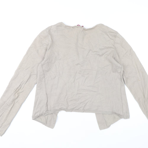 White Stuff Women’s Beige Cotton Blend Cardigan Size 12 Scoop Neck