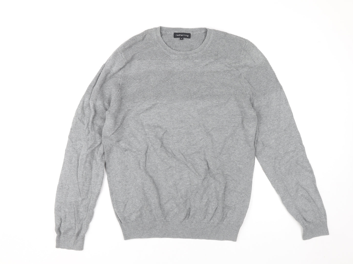 Red Herring Men's Grey Cotton Crew Neck Pullover Jumper M
