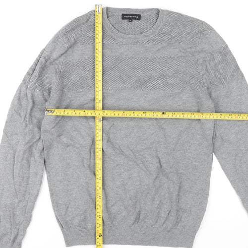Red Herring Men's Grey Cotton Crew Neck Pullover Jumper M