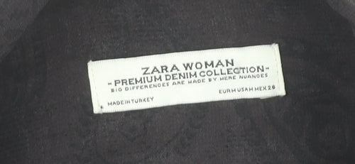 Zara Women Black Paisley Button-Up Chiffon Shirt Size 10
