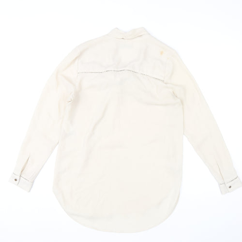 Mint Velvet Women’s Ivory Blouse Size 8 Bow Neck Long Sleeve