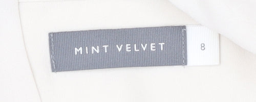 Mint Velvet Women’s Ivory Blouse Size 8 Bow Neck Long Sleeve