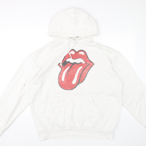 Pull&Bear Women’s White Hoodie XL The Rolling Stones Graphic Cotton Blend