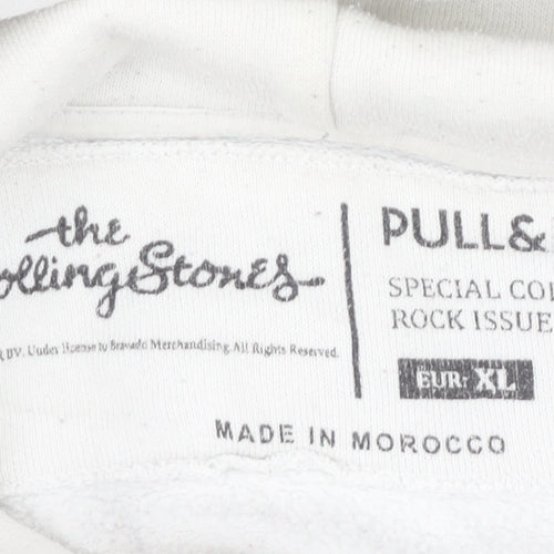Pull&Bear Women’s White Hoodie XL The Rolling Stones Graphic Cotton Blend