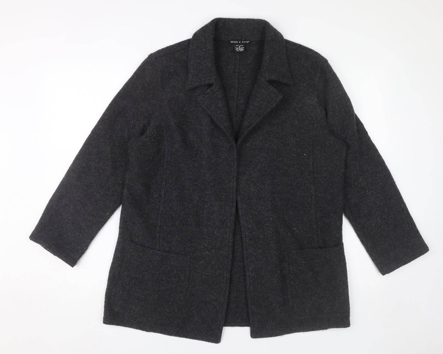 Deane & White Womens Grey Wool Mid-Length Overcoat Size S