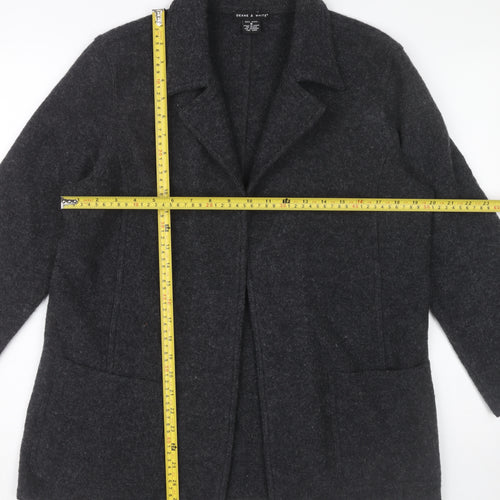 Deane & White Womens Grey Wool Mid-Length Overcoat Size S