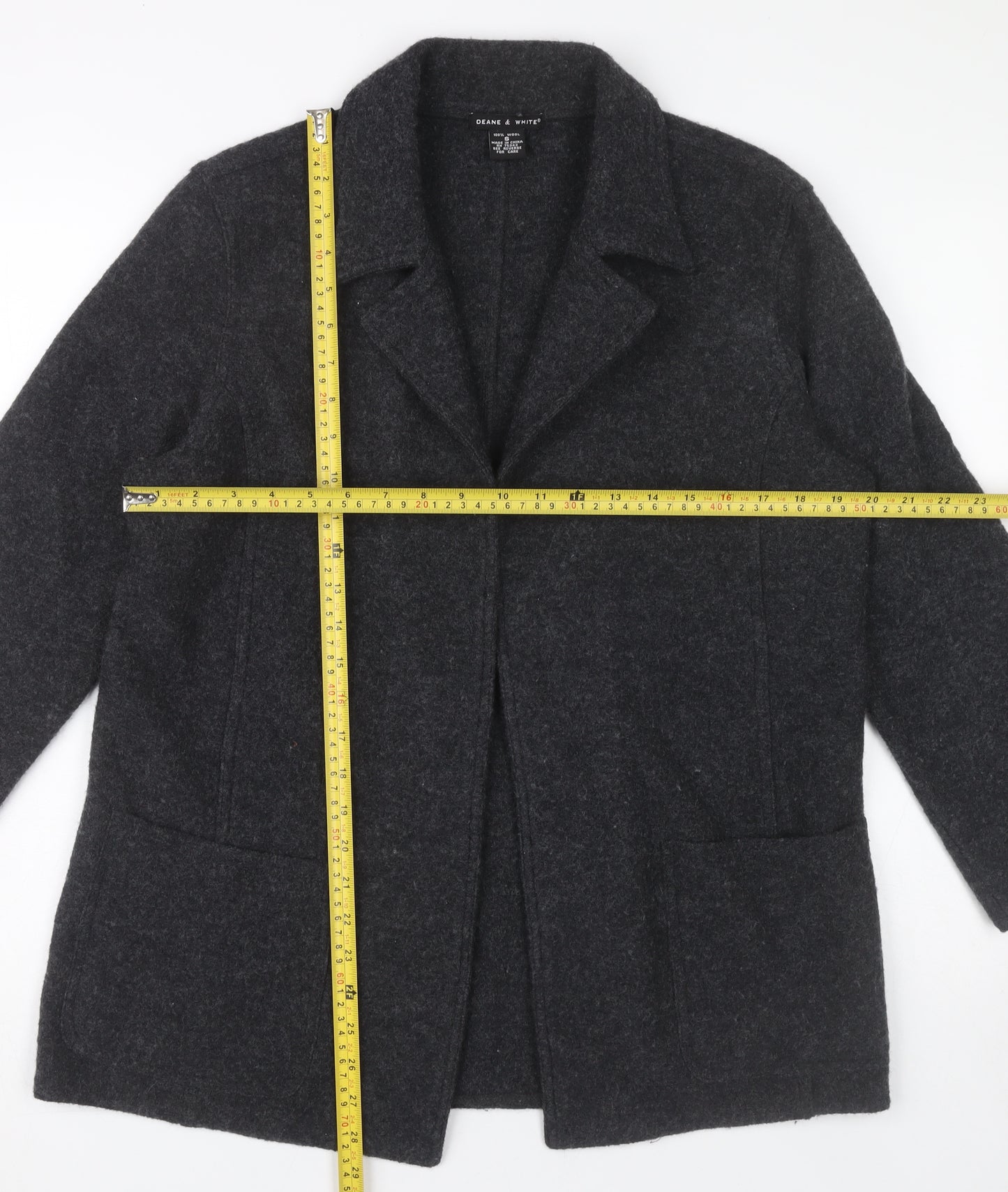 Deane & White Womens Grey Wool Mid-Length Overcoat Size S