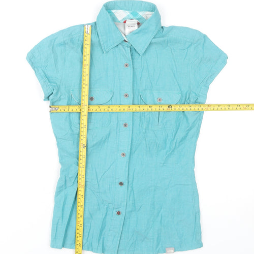 The North Face Womens Blue XS Short Sleeve Cotton Modal Button-Up Shirt