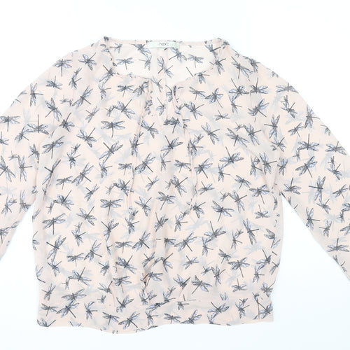 Next Women’s Beige Dragonfly Print Chiffon Blouse Size 10