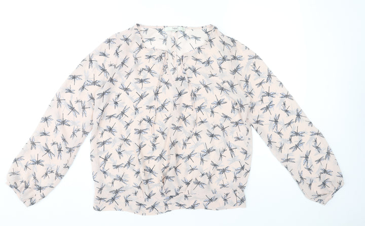 Next Women’s Beige Dragonfly Print Chiffon Blouse Size 10