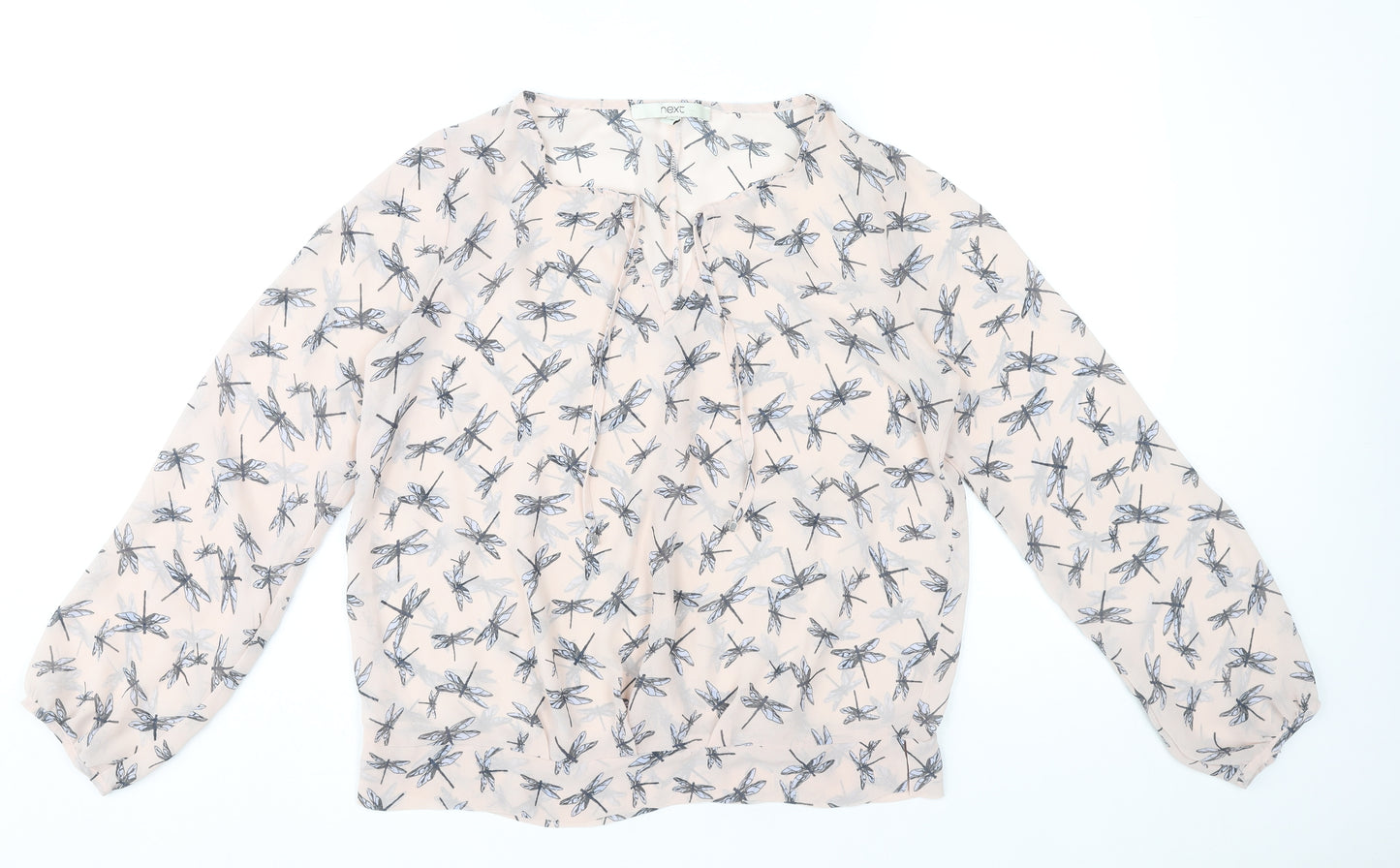 Next Women’s Beige Dragonfly Print Chiffon Blouse Size 10