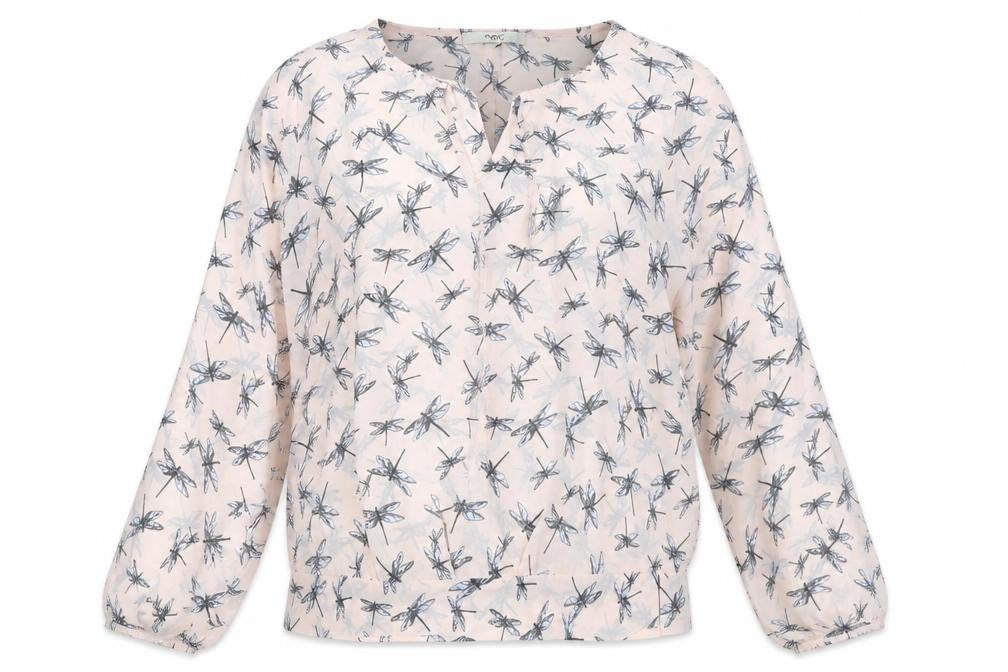 Front view of Next Women’s Beige Dragonfly Print Chiffon Blouse, size UK 10