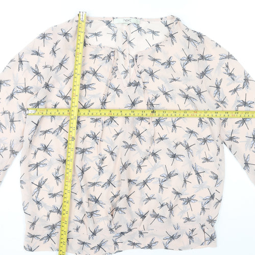 Next Women’s Beige Dragonfly Print Chiffon Blouse Size 10