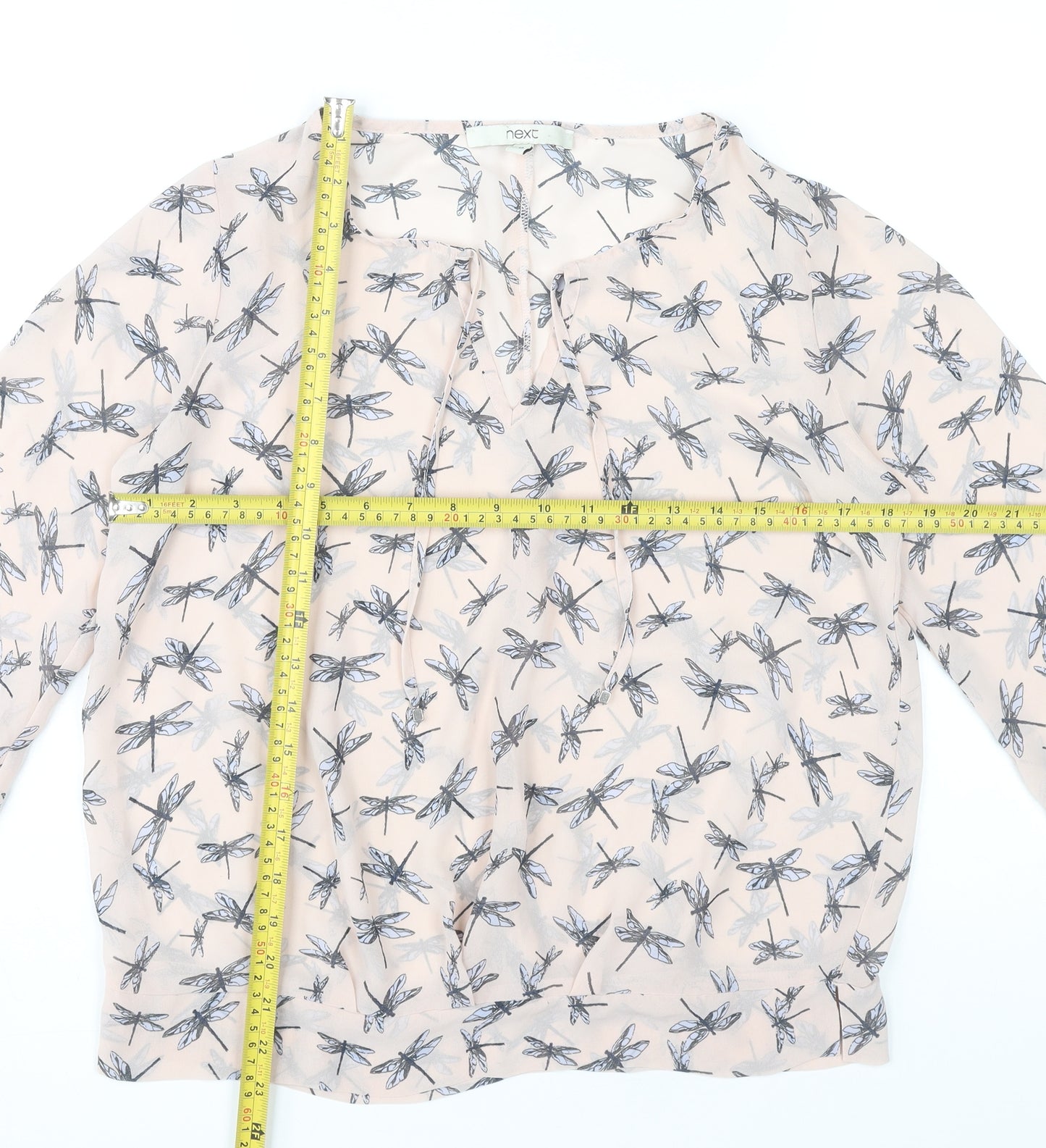 Next Women’s Beige Dragonfly Print Chiffon Blouse Size 10