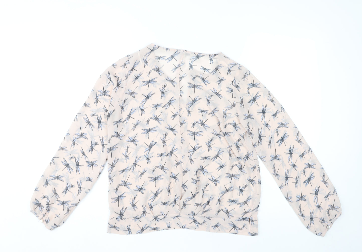 Next Women’s Beige Dragonfly Print Chiffon Blouse Size 10