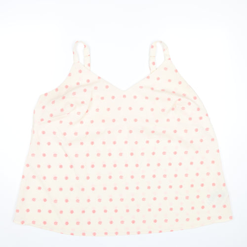 Simply Be Women’s Ivory Pink Polka Dot Plus Size 22 Camisole Top