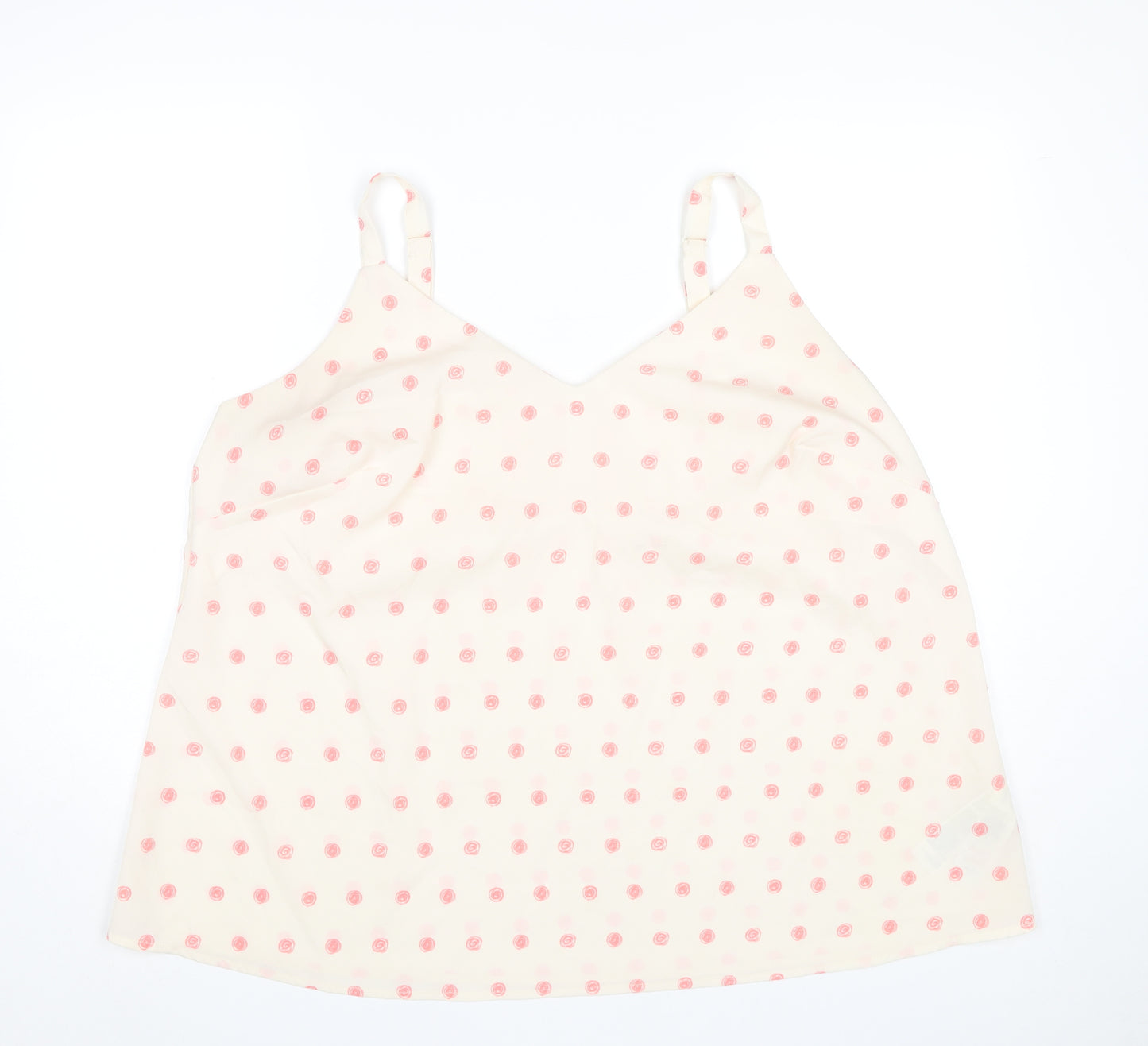 Simply Be Women’s Ivory Pink Polka Dot Plus Size 22 Camisole Top