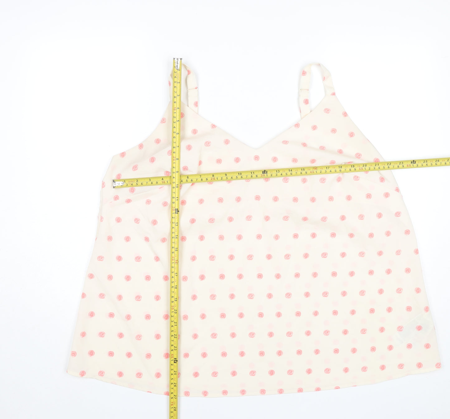 Simply Be Women’s Ivory Pink Polka Dot Plus Size 22 Camisole Top
