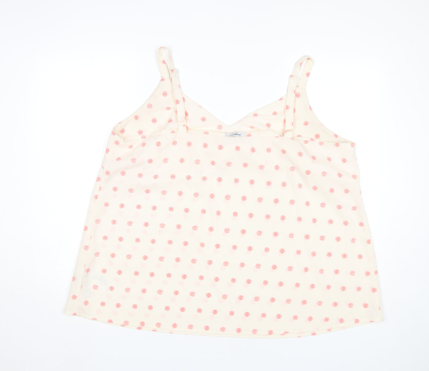 Simply Be Women’s Ivory Pink Polka Dot Plus Size 22 Camisole Top