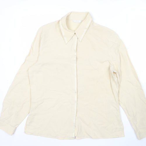 Marks and Spencer Womens Beige Button-Up Shirt Size 10 Long Sleeve