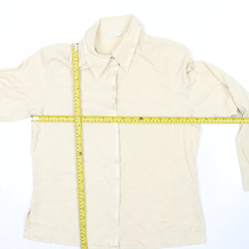 Marks and Spencer Womens Beige Button-Up Shirt Size 10 Long Sleeve