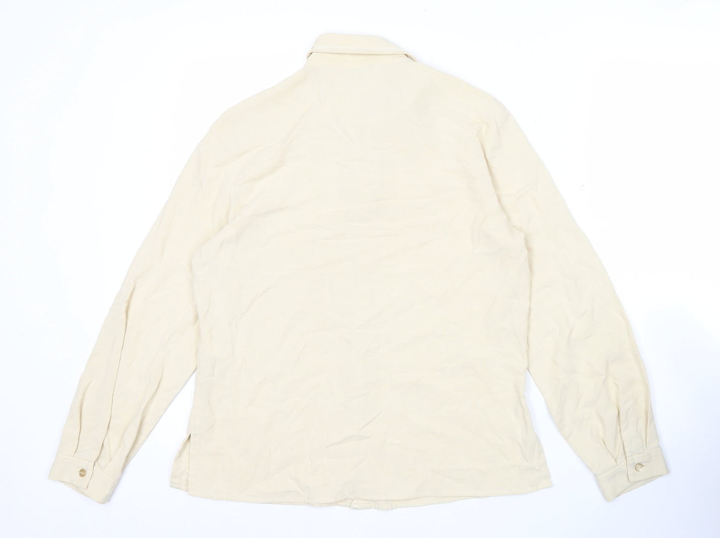 Marks and Spencer Womens Beige Button-Up Shirt Size 10 Long Sleeve
